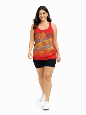Ocean Pacific OP XL Red Retro Firework Print Tank Top Ribbed NWT